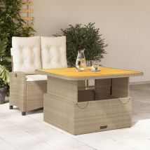 VidaXL 2-tlg. Garten-Essgruppe mit Kissen Beige Poly Rattan