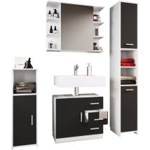 Badmöbel Set Zalo III – 4-teilig – Pflegeleichte Melamin-Oberfläche – Maße Unterschrank H. 56 x B. 63 x T. 30 cm – Midischrank H. 95 x B. 30 x T. 30 
