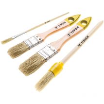 4-tlg. Malerpinselset – 1" Flachpinsel – 1,5" Flachpinsel – Ovalpinsel Nr. 4 – Minipinsel – Holzgriff