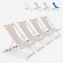Beach And Garden Design - 4 chaises de plage pliantes réglables en aluminium Riccione Gold - Gris