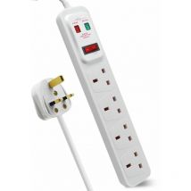 Extrastar - 4 Way Extension Lead Surge Protecetd with Switched Socket White, 2M