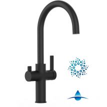 Vizio - 4 Wege Wasserhahn Küchenarmatur Spültischmischer, Schwarz Matt mit 360° schwenkbarem U-Auslauf - vzfc Linie