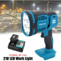Teetok - 4 Work led Light Lamp 18V / 14.4V lxt Lithium Ion Pivot Torch +18V Battery+Charger,Compatible with Makita Battery