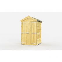 4 x 4 Feet Apex Shed - Double Door Without Windows - Wood - L127 x W118 x H217 cm