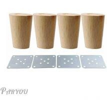 4 x 5 cm Massivholz-Möbelbeine mit Montageplatte und Schrauben für Sofa, Fernseher, Bett, Esstisch – 5 cm