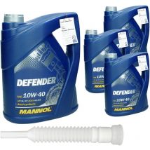 Mannol - 4 x 5 l 10W 40 Olio Motore Defender 20 l Parzialmente Sintetico Benzina e Diesel Olio per Motore Benzina o Diesel 10W-40 Parzialmente