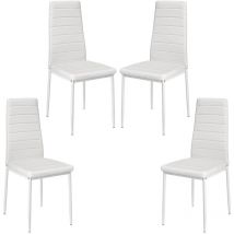 Lot de 4 chaises de salle à manger tapissées,avec pied en métal,chaises de salon,Blanc
