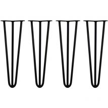 4 x 16' Hairpin Legs - 3 Prong - 12mm - Black