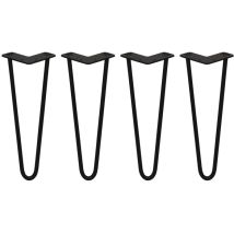 4 x 14' Hairpin Legs - 2 Prong - 12mm - Black