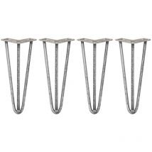 4 x 12' Hairpin Legs - 3 Prong - 12mm - Raw Steel