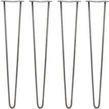 4 x 28" Hairpin Legs - 2 Prong - 10mm - Raw Steel