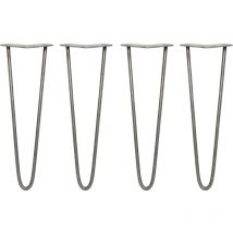 4 x 16' Hairpin Legs - 2 Prong - 10mm - Raw Steel