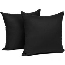 Woltu - 4 x Kissenbezug Kissenhülle 100% Baumwolle mit Reissverschluss Sofakissen Bezüge schwarz 30x30cm