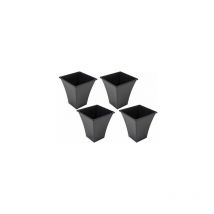 4 x LARGE BLACK PLANT POTS PLANTER GARDEN FLOWER POT PLASTIC TALL INDOOR OUTDOOR