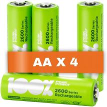 Peakpower - 4 x Pilas Recargables aa 100% 2600 Series Capacidad mínima Garantizada 2300 mAh NiMH Pilas aa Recargables
