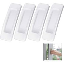 4 x Self-Adhesive Sliding Door Handles, Adhesive Balcony Door Handle, Outdoor Patio Door Handles, Poignee de Meuble Cuisine – White