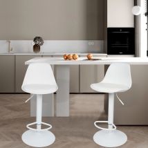 Sifree - Lot de 2 Tabourets Assise Siege Haut de Bar avec Dossier et Repose-Pieds, Tabouret de Bar en Cuir synthétique, Réglable en Hauteur et