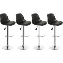 4 x Taburetes de Bar/Taburetes de Cocina, Silla de Bar Tapizada pu, Altura Ajustable y rotación de 360° - Negro
