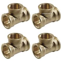 Suinga - Pack 4 Te latón Hembra 1 1/4'' Accesorio laton Aenor Te rosca hembra 1 1/4'' Unión Tubos Riego Conector Latón Tubos