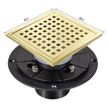 4 Zoll (ca. 10,2 cm) Duschablaufrohr, goldene Duschablaufabdeckung, Edelstahl-Bodenablauf mit Flansch, abnehmbares Maschengitter