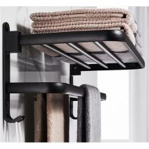 Cyslmuk - 40 cm Badezimmer-Handtuchhalter – Wandmontage, doppelter Handtuchhalter, Tischständer, Hotel-Stil – Mattschwarz (40 cm)