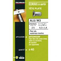 40 dadi a crimpare in alluminio M3 con testa piatta Techman