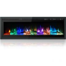 40-Inch Electric Fireplace, 900W/1800W Wall - Mount or Freestanding, Metal - Paneled Heater with a Variety of Colorful Flames, Remote - Controlled,