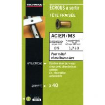 TECHMAN – 40 M4 Stahl-Nietmuttern mit Senkkopf – 6 mm – 3 mm