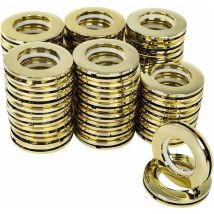 40 mm Gardinenringe, runde Gardinenstangenringe, Kunststoff-Vorhangösen-Clips, 50 Stück, glänzendes Gold