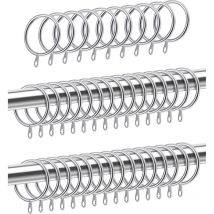 40 Pack Anneaux de Suspension en Métal pour Rideaux et Tringles, Diamètre Intérieur 30 mm, Anneaux en Métal Argenté, pour Tringles à Rideaux