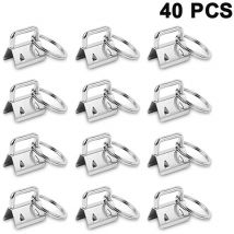 40 Pack Porte-clés Porte-clés Porte-clés Bracelet Poignet Coton Queue Clip Sangle 26mm Argent Blanc Lat- Trimec