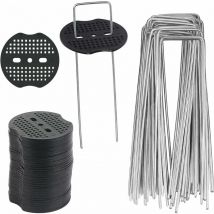 Odipie - 40 Pcs Garden Stakes, Sardine Tarpaulin with 40 Washers, Fixing Stakes for Tarpaulin Tarpaulin Weed Cloth, Tent Ground Sheets 154