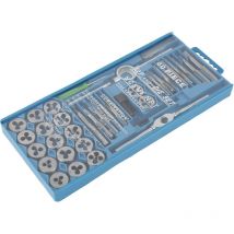 40 Pcs M3-M12 Kit de Taraudage en Acier au Carbone Coffret Tarauds et Filières