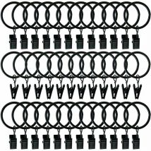 Lucky-88 - 40 Pcs Rideau Crochets Anneaux de Douche Crochets décoratifs de Rideau de Douche Glissement Crochets (Black)