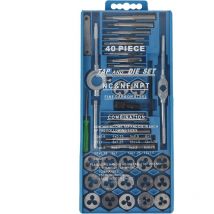 40 Pcs Tarauds et filières métrique, Métriques Jeu de tarauds et filières Set M3 à M12 Fiche de réparation de filetage