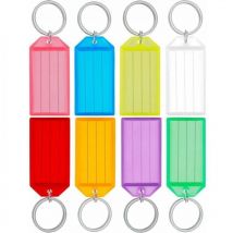 XVX - 40 pezzi 5 cm portachiavi in plastica portachiavi con etichette di carta a righe vuote coperchi trasparenti e anelli divisi robusti