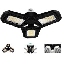 Kcvv - 40 W Led-garagenbeleuchtung, E27 Verformbare Deckenlampe Mit 3 Verstellbaren Paneelen, Ultrahell, 3000 Lm, Kaltweiß, Für Garage, Werkstatt, 