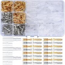 400 Pièces 3,9mm Bullet Connecteurs en Laiton Mâle et Femelle Kit, Bullet Terminal Connecteur avec Manchons Isolants, Bornes de Fil Connecteur pour