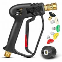 4000 psi Pressure Washer Gun with 5 Interchangeable Spray Nozzles, Jet Wash Gun with 1/4 Quick Connect and M22 Coupler