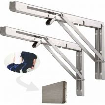 Ikodm - 400mm Folding Wall Shelf, 304 Stainless Steel Folding Bracket for Workbench, Folding Bracket Support, Wall Shelf Bracket (2 Pieces) - RWShelf