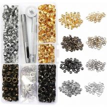 Mezheng - 400pcs 5MM Oeillets Boutons en Métal 4 Couleurs Grommets Eyelets Avec 3 Outils d'Installation Oeillets de Réparation d'Artisanat Pour Cuir