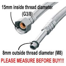 Flexitaly - 40cm Long M8 x 3/8' Inch bsp Flexible Tap Connector Faucet Tail Hose Water Pipe