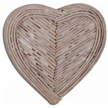 Small Heart Wicker Wall Art - Wood - L6 x W40 x H40 cm - Natural