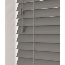 150cm Smooth Grey Faux Wood Venetian Blind With Strings (50mm Slats) Blind With Strings (50mm Slats)