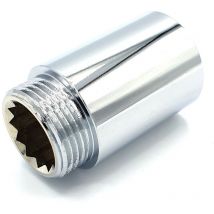 Invena - 40mm long 3/4' bsp (22mm) Pipe Thread Extension Female x Male Chrome Brass
