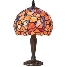 Interiors 1900 - Interiors Josette - 1 Light Small Table Lamp Tiffany Glass, Dark Bronze Paint with Highlights, E14