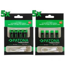 40x Patona Premium usb-c aaa und aa Akkus Lithium (10x 4er Blister)