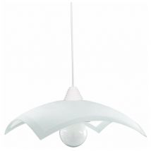 40x40 Aufhängung mit weißem Rahmen und Flachglas, 1xE27.