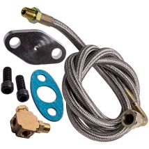 Maxpeedingrods - 41' Turbo 90 Degree Oil Feed Line Kit T3 T4 T04e T70 T60 1/8 Npt -4an Stainless