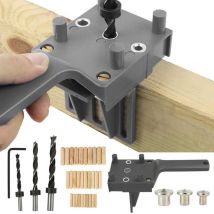 Houhence - 41Pcs Gabarit de Percage Tourillon Guide de Perçage Chevilles Bois avec Butée Parallèle Kit de Gabarit de Goujonnage avec Centreur